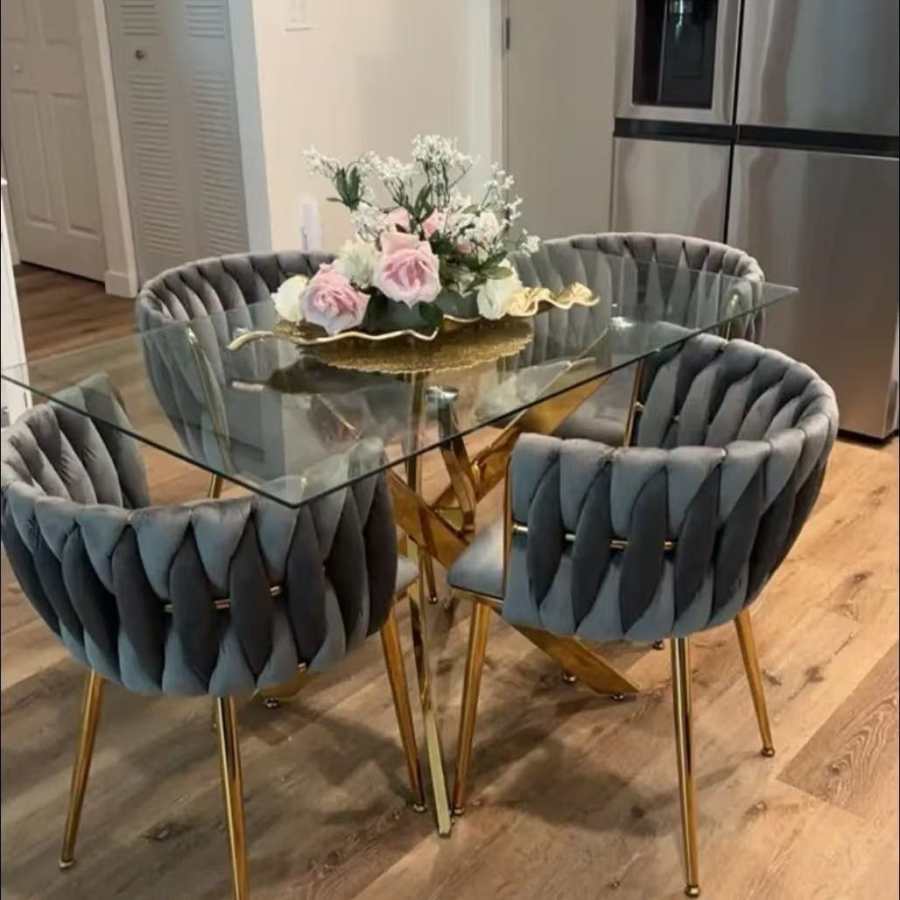 Armless Velvet Dining Chairs - B2B Bulk Wholesale Foreign Trade Factory Direct