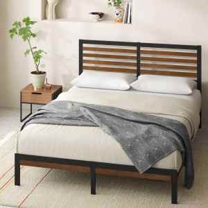 Queen Industrial Storage Bed - MOQ 20（Rustic Brown Wood Grain Finish）