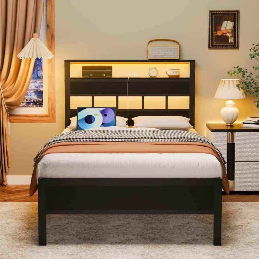 Bulk Industrial Storage Bed Frame - MOQ 20（Rustic Brown for Modern Bedroom）