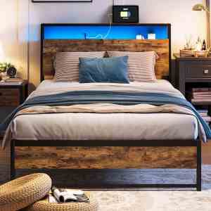 Industrial Wood Metal Bed Frame - MOQ 20（Space Saving Storage Solution）