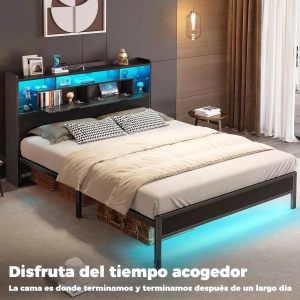 Queen Size Industrial Storage Platform Bed - MOQ 20（Rustic Brown Finish）