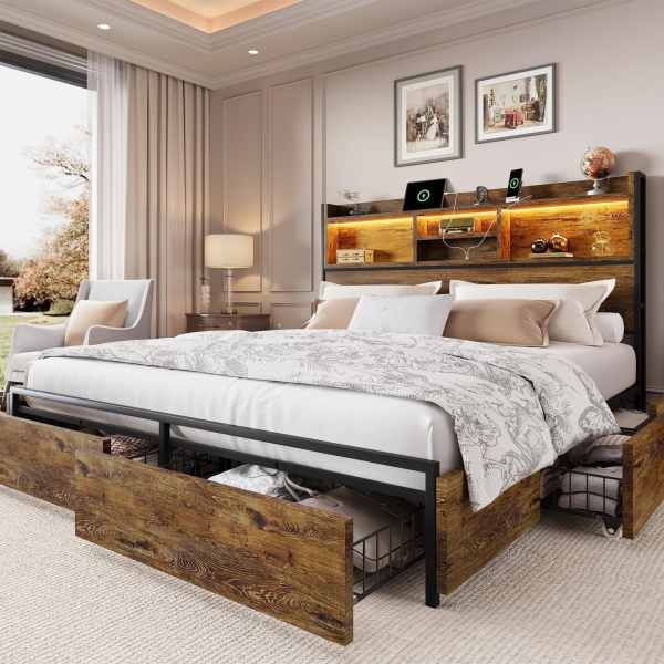Bulk Industrial Platform Bed with Underbed Storage - MOQ 20, No Box Spring Needed