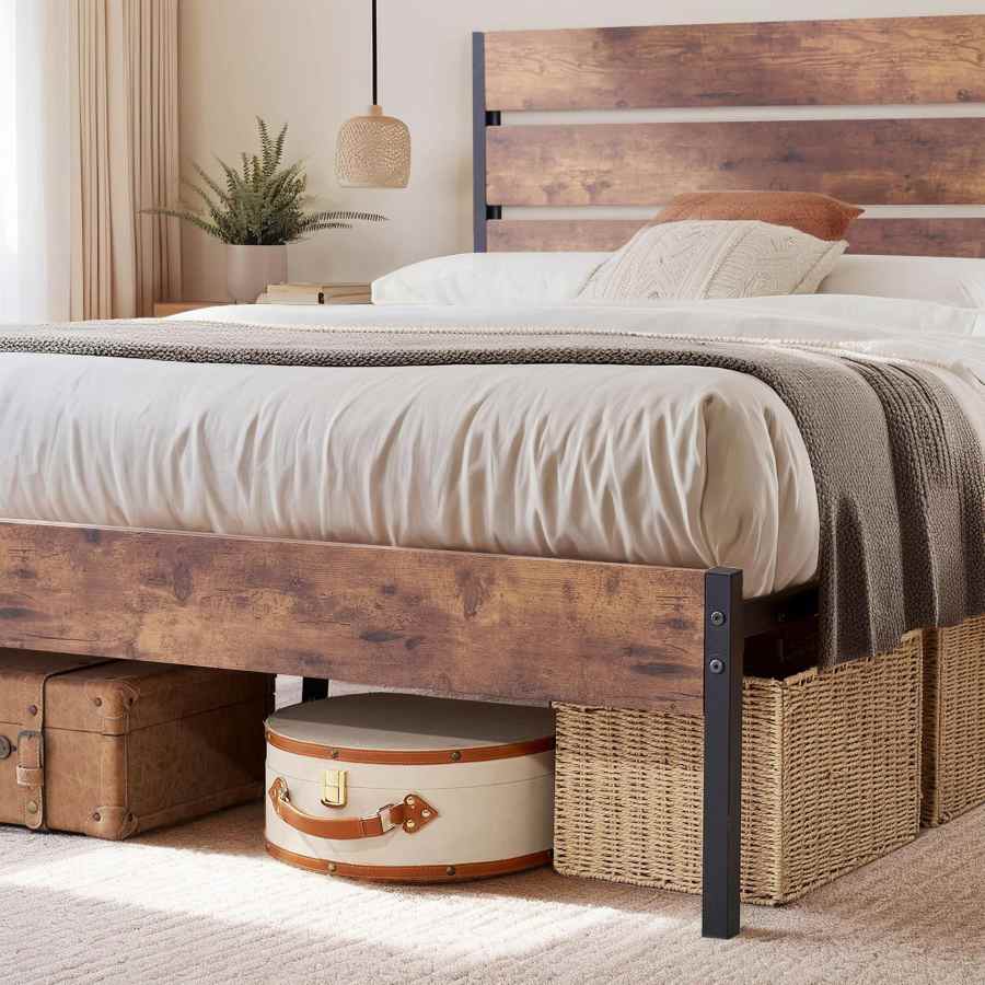 Platform Bed Frame with Storage - MOQ 20（Industrial Farmhouse Style） - Image 6