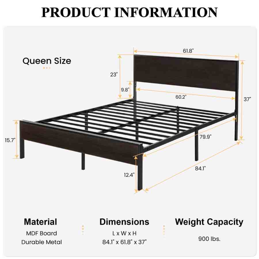 Rustic Industrial Bed with Underbed Storage - MOQ 20（Durable Slat Support） - Image 7