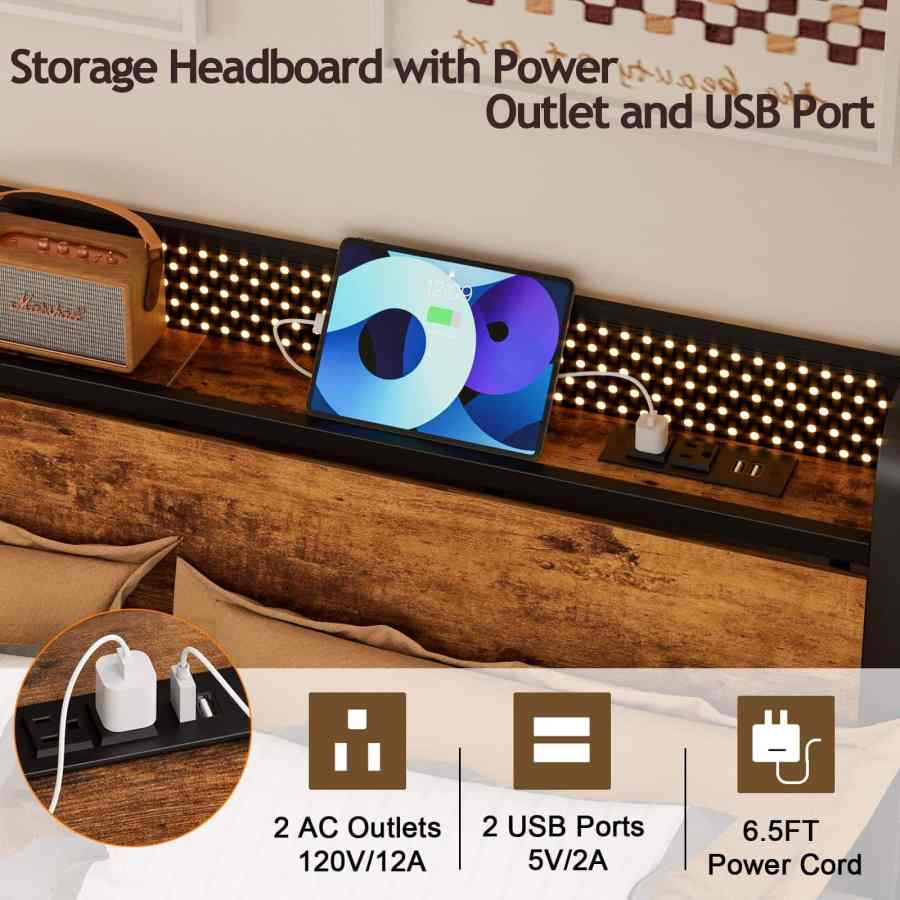 Industrial Rustic Bed Frame - MOQ 20（No Box Spring, Easy Assembly） - Image 5