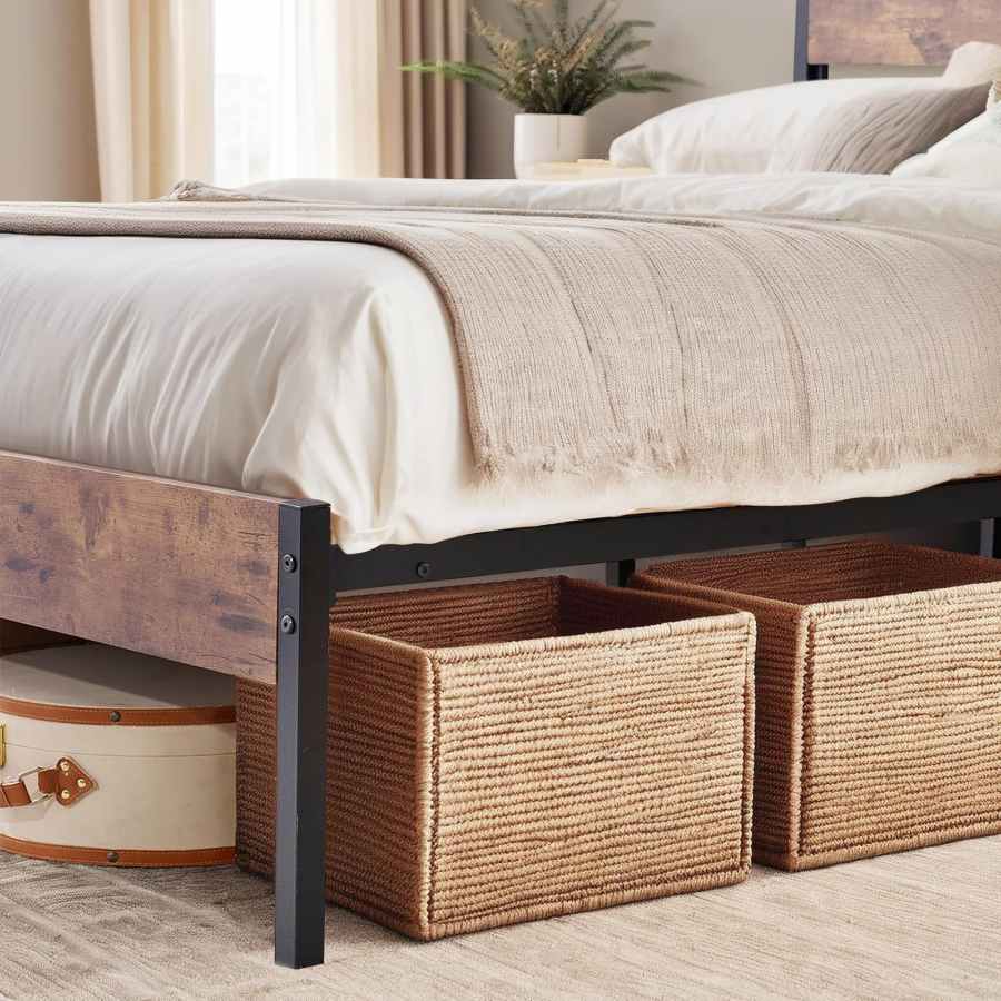 Platform Bed Frame with Storage - MOQ 20（Industrial Farmhouse Style） - Image 5