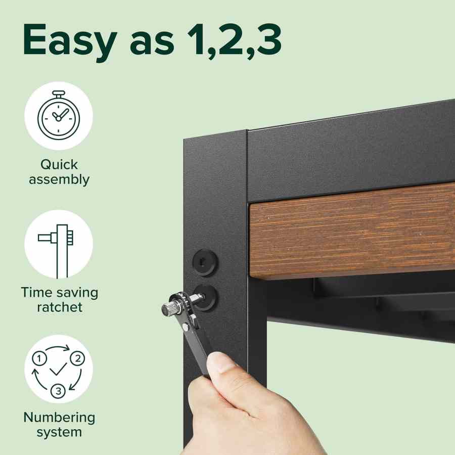 Queen Industrial Storage Bed - MOQ 20（Rustic Brown Wood Grain Finish） - Image 3