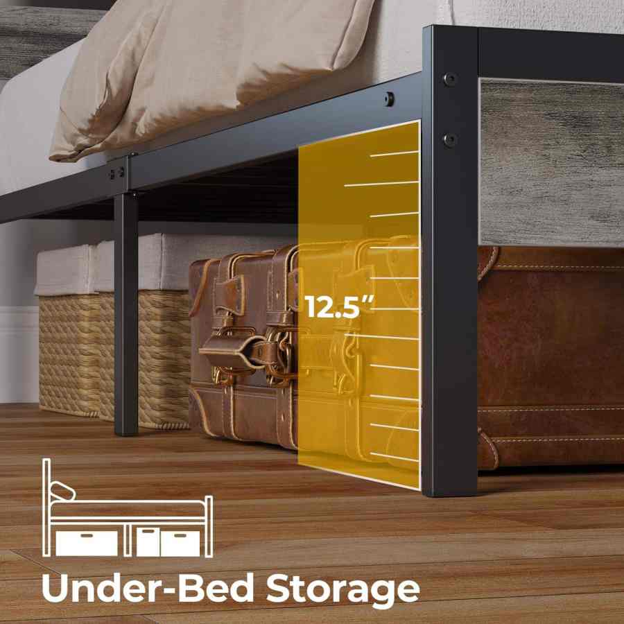 Full Size Rustic Storage Platform Bed - MOQ 20（No Box Spring Needed） - Image 5