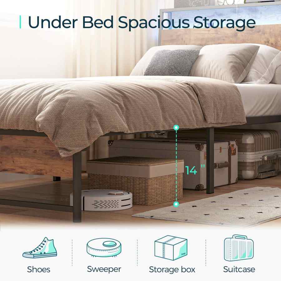 Industrial Wood Metal Bed Frame - MOQ 20（Space Saving Storage Solution） - Image 5