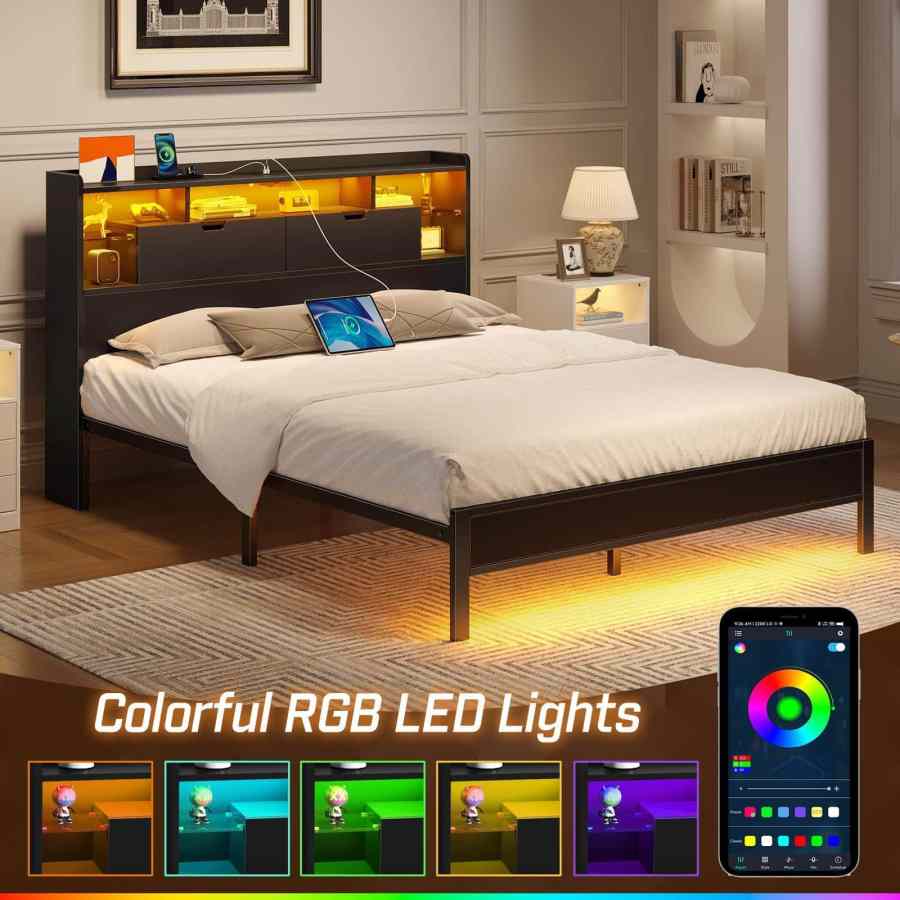 Queen Size Industrial Storage Platform Bed - MOQ 20（Rustic Brown Finish） - Image 5