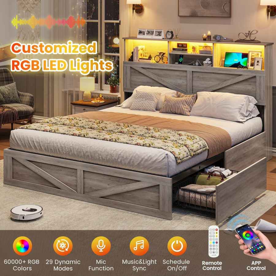 Wood Metal Storage Bed Frame - MOQ 20（12” Underbed Clearance for Small Rooms） - Image 3