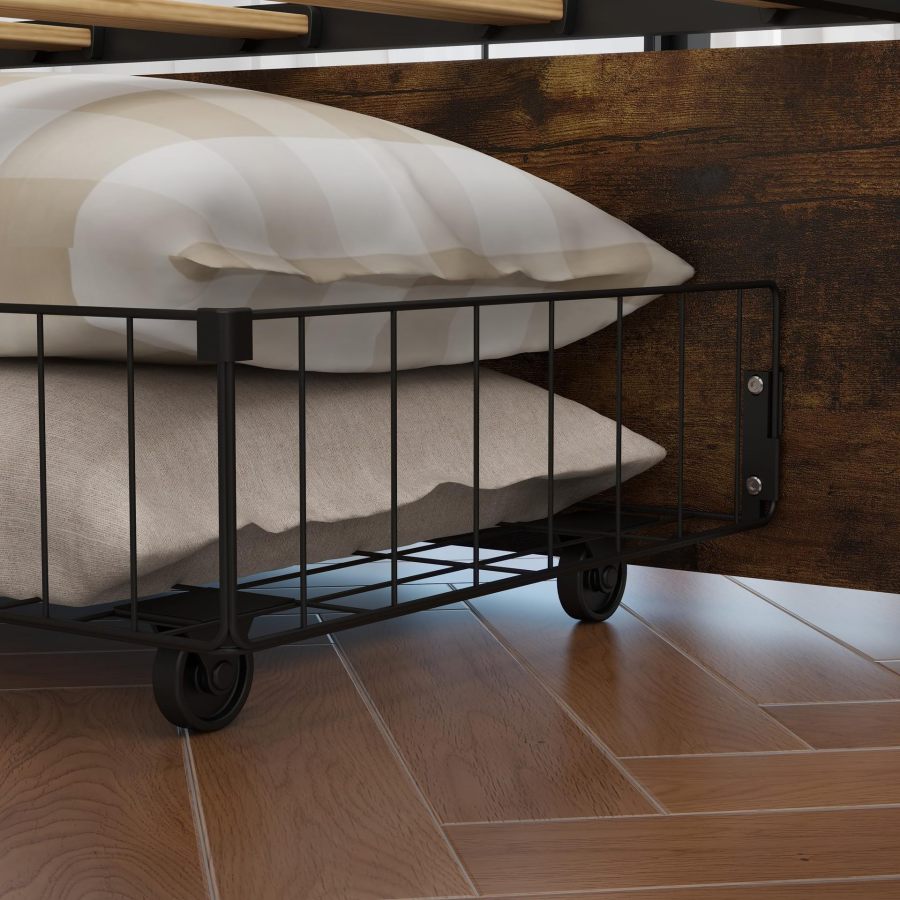 Platform Bed with Storage Drawers - MOQ 20（Rustic Farmhouse Industrial Style） - Image 5