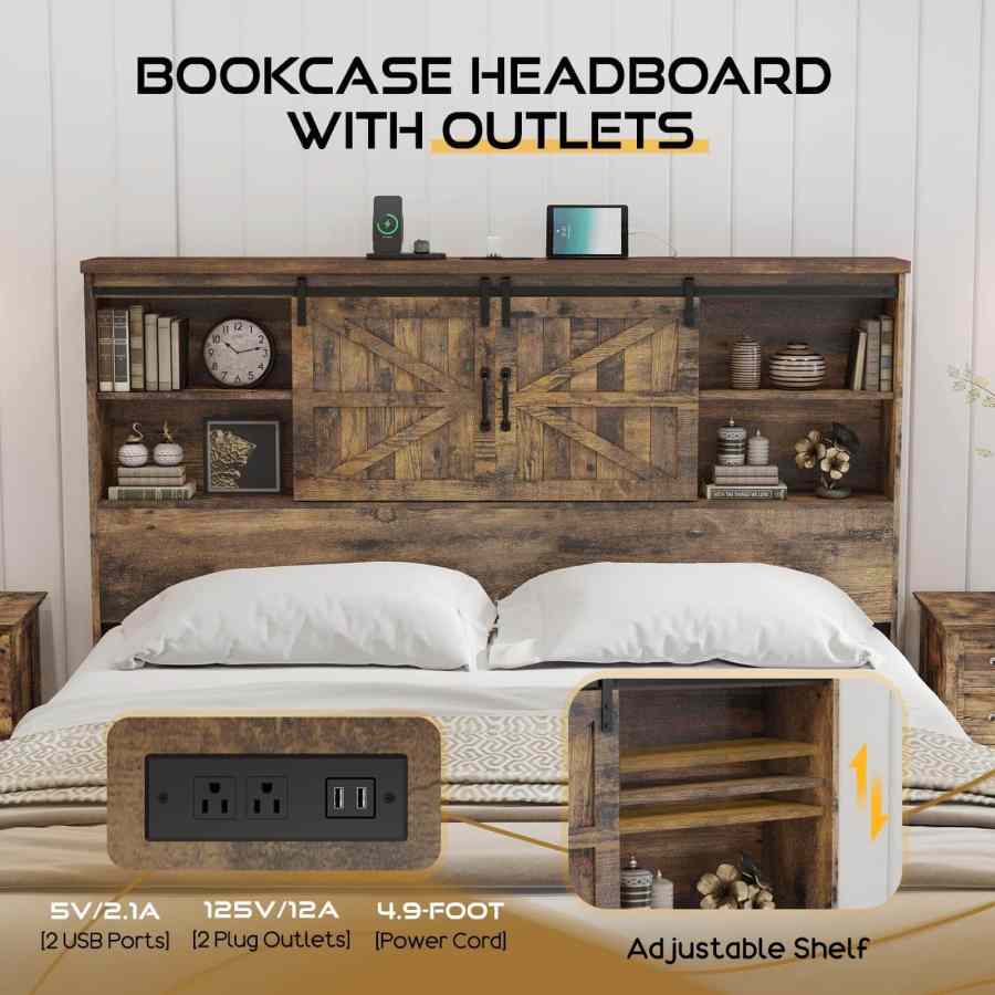 Wholesale Rustic Industrial Platform Bed Frame with Storage - MOQ 20（Wood & Metal, 2025） - Image 2