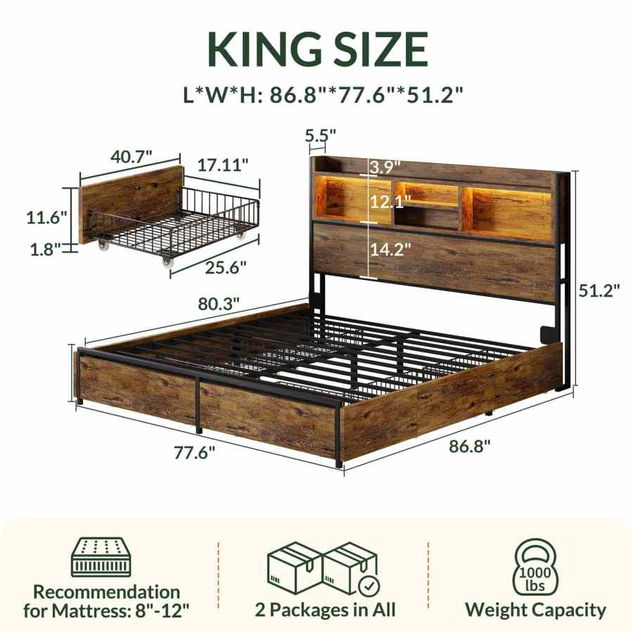 Bulk Industrial Platform Bed with Underbed Storage - MOQ 20, No Box Spring Needed - Image 2