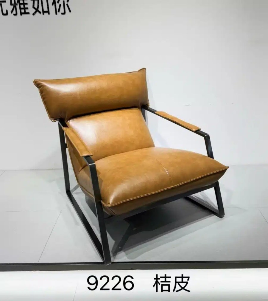 Model 9225 Linen Fabric Swivel Chair (Green & Orange) for Export - Image 4