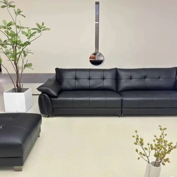 High-Density Foam Leather Living Room Sofa - China Made Comfort