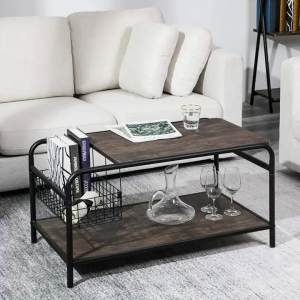 Glass-Top Coffee Table with Storage MOQ 50 - China Factory Functional Supply